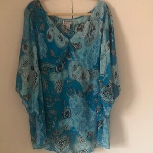 Woman’s VTG Y2k whimsical Esmeralda fashions feminine Paisley Blue blouse Top